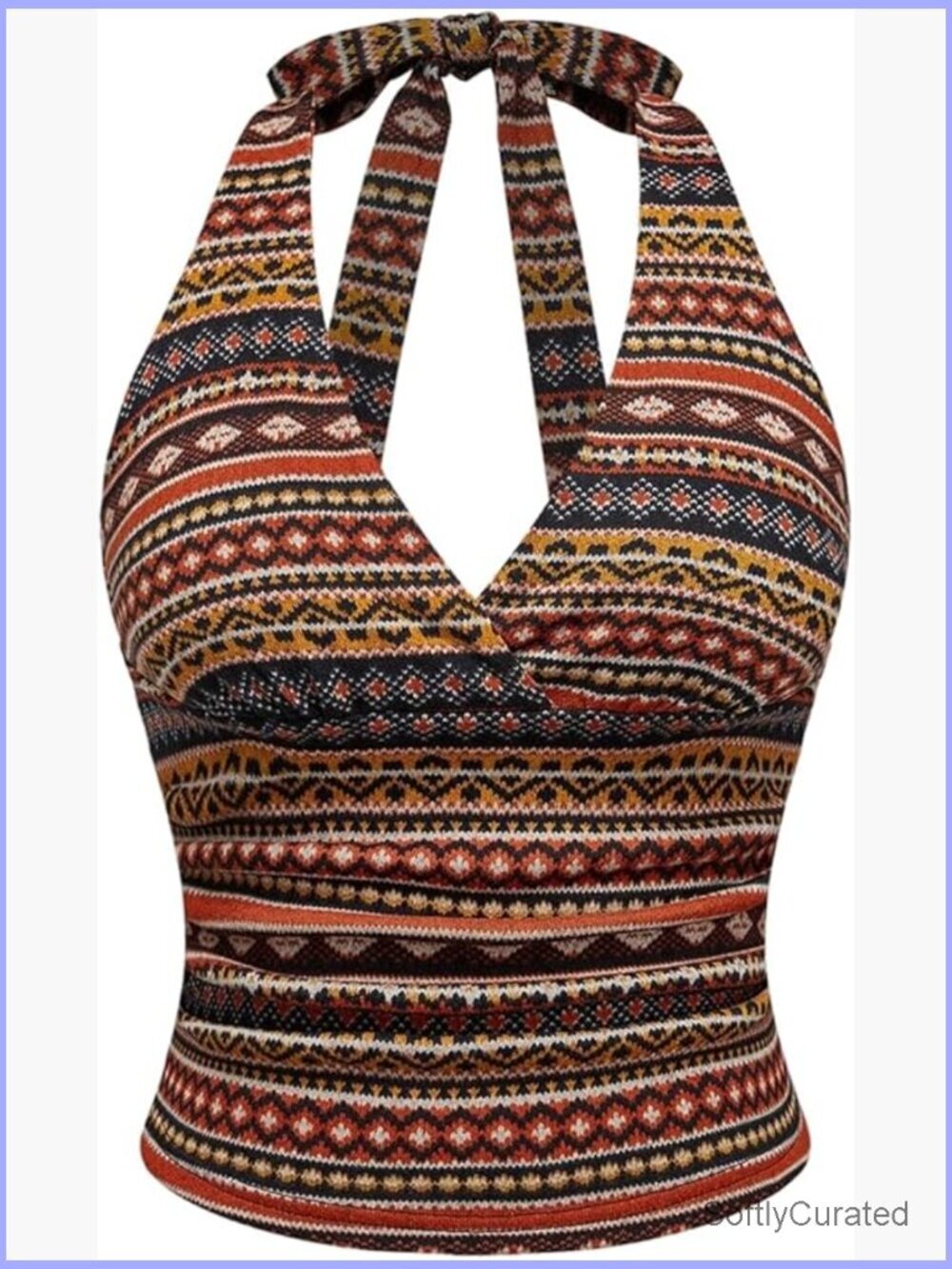 Y2K Boho Halter Crop Top Tie Backless Going Out Tank Top